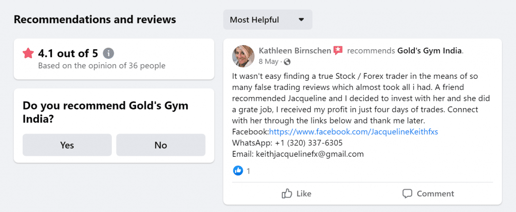 gym reviews examples