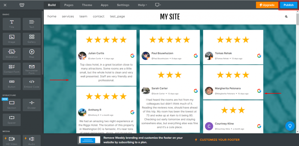 Displaying Google Reviews on Weebly