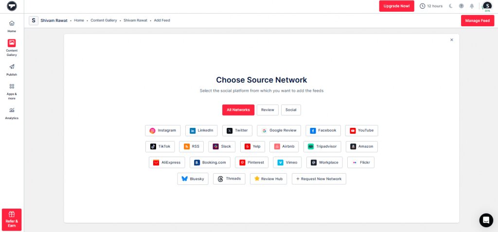 Choose Source Network 