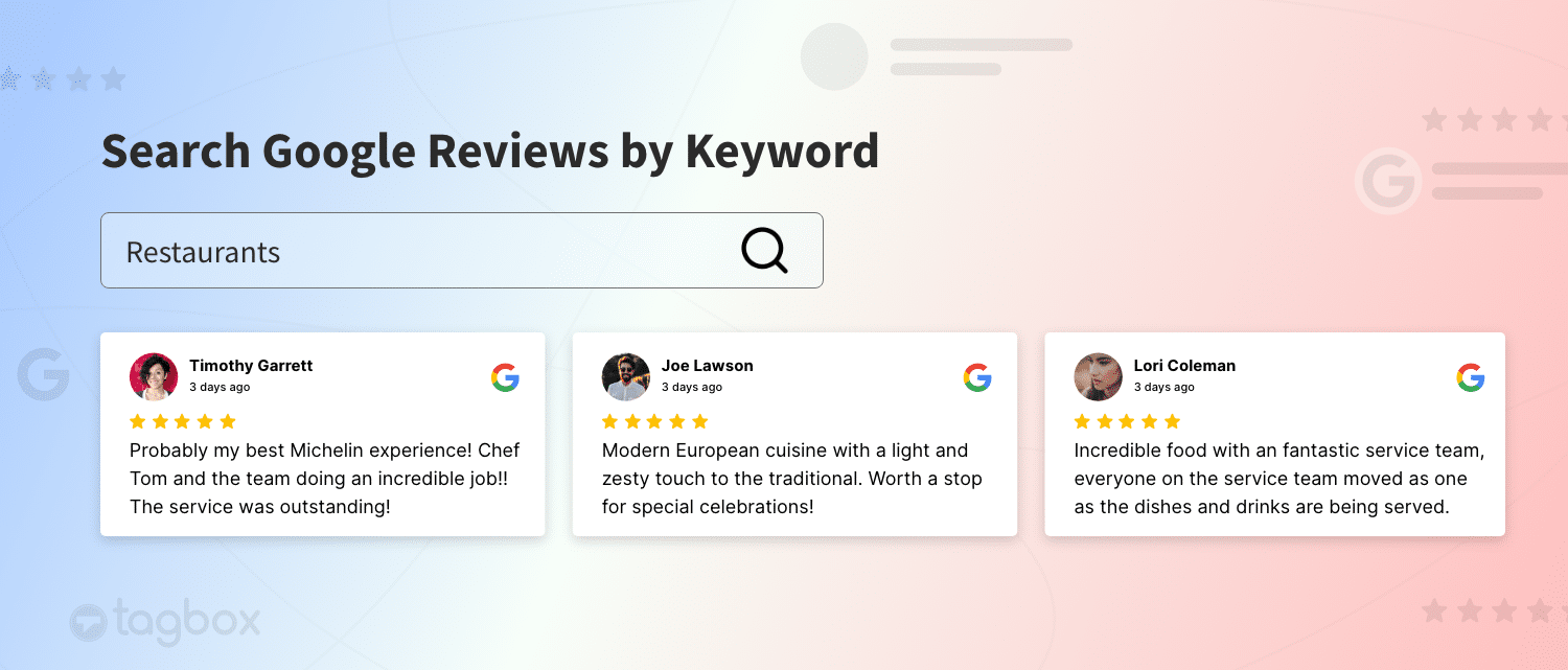 search google reviews by ketword