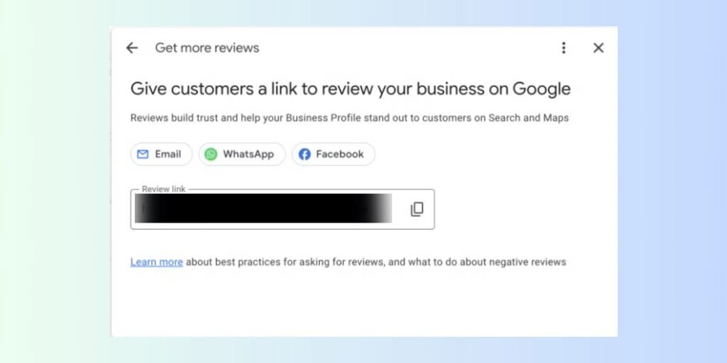 google business profile reviews link