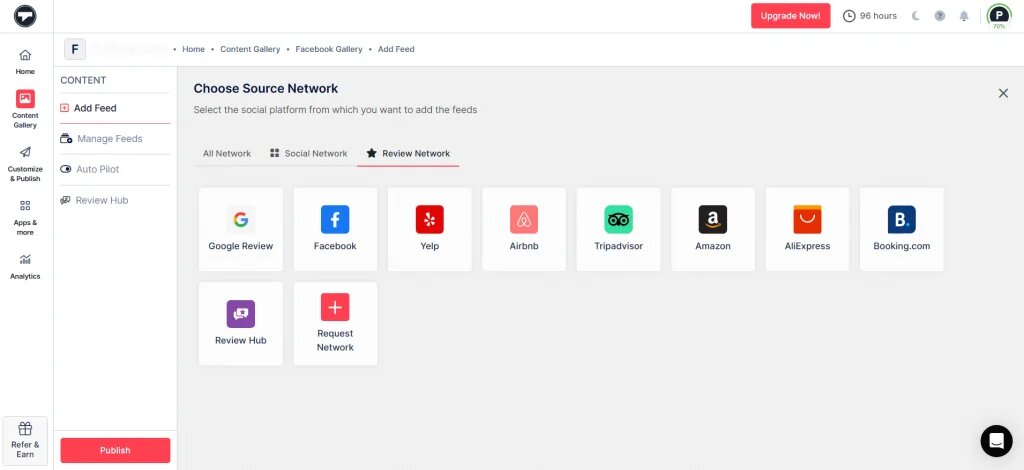select your source network