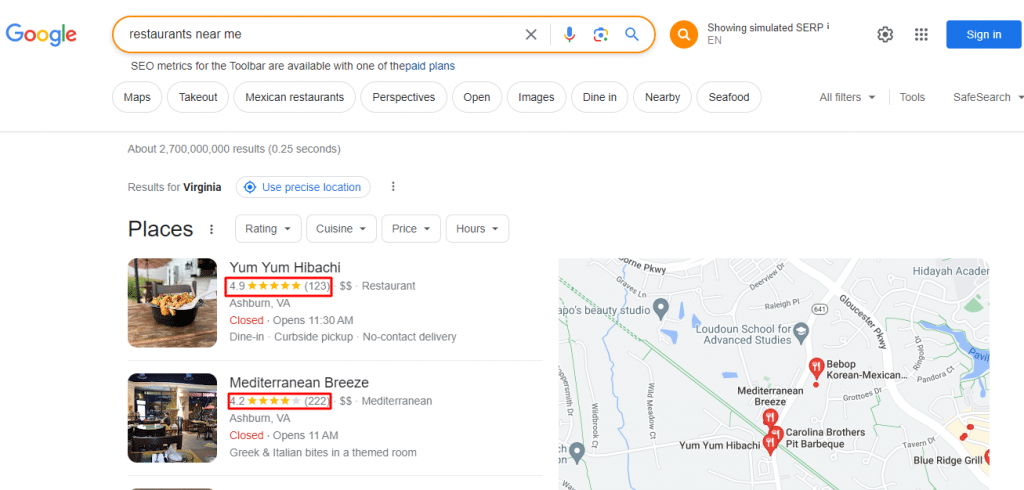 google reviews helps in local seo
