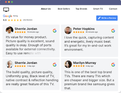 google reviews on website