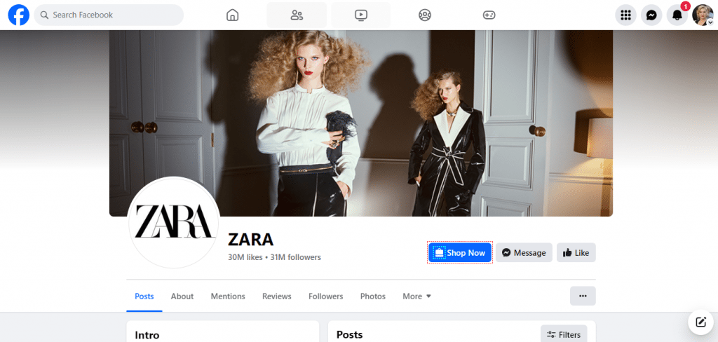 zara's facebook page