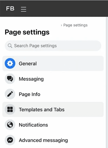 settings page facebook