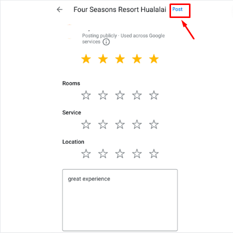 google search ratings and review