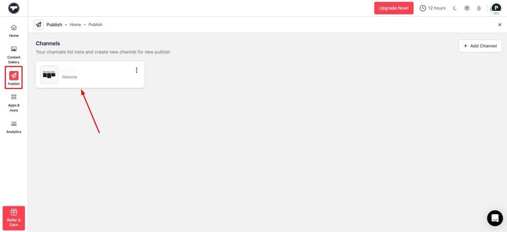 select channel to add google reviews