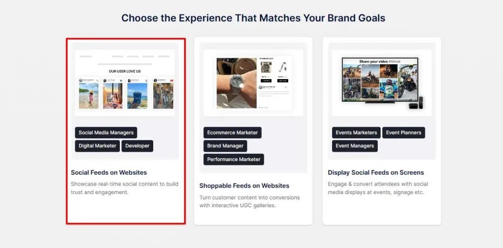 choose experience in taggbox