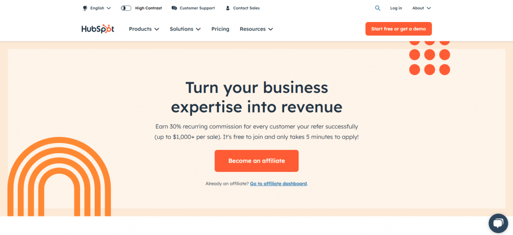 hubspot affiliate program