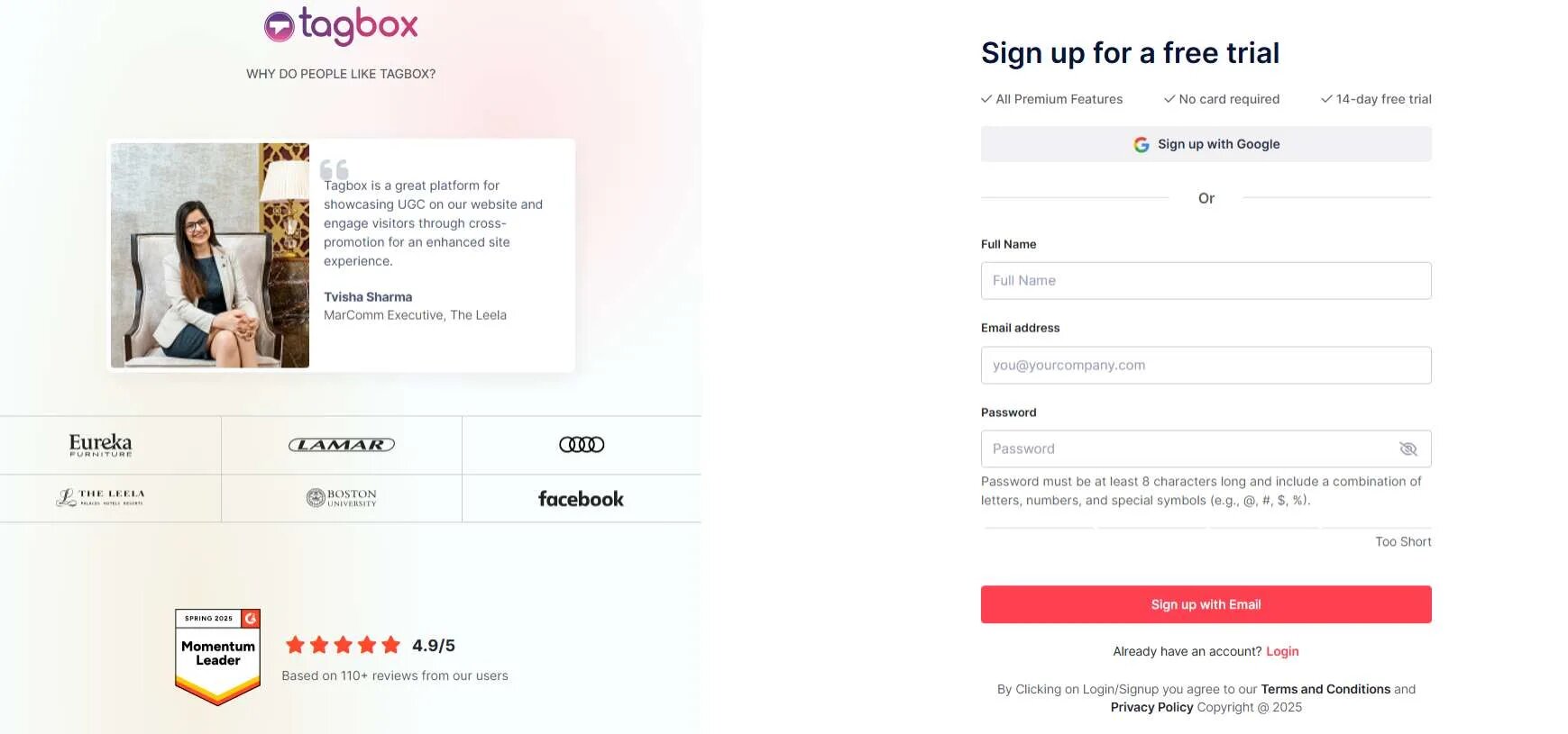 login to tagbox to add google reviews