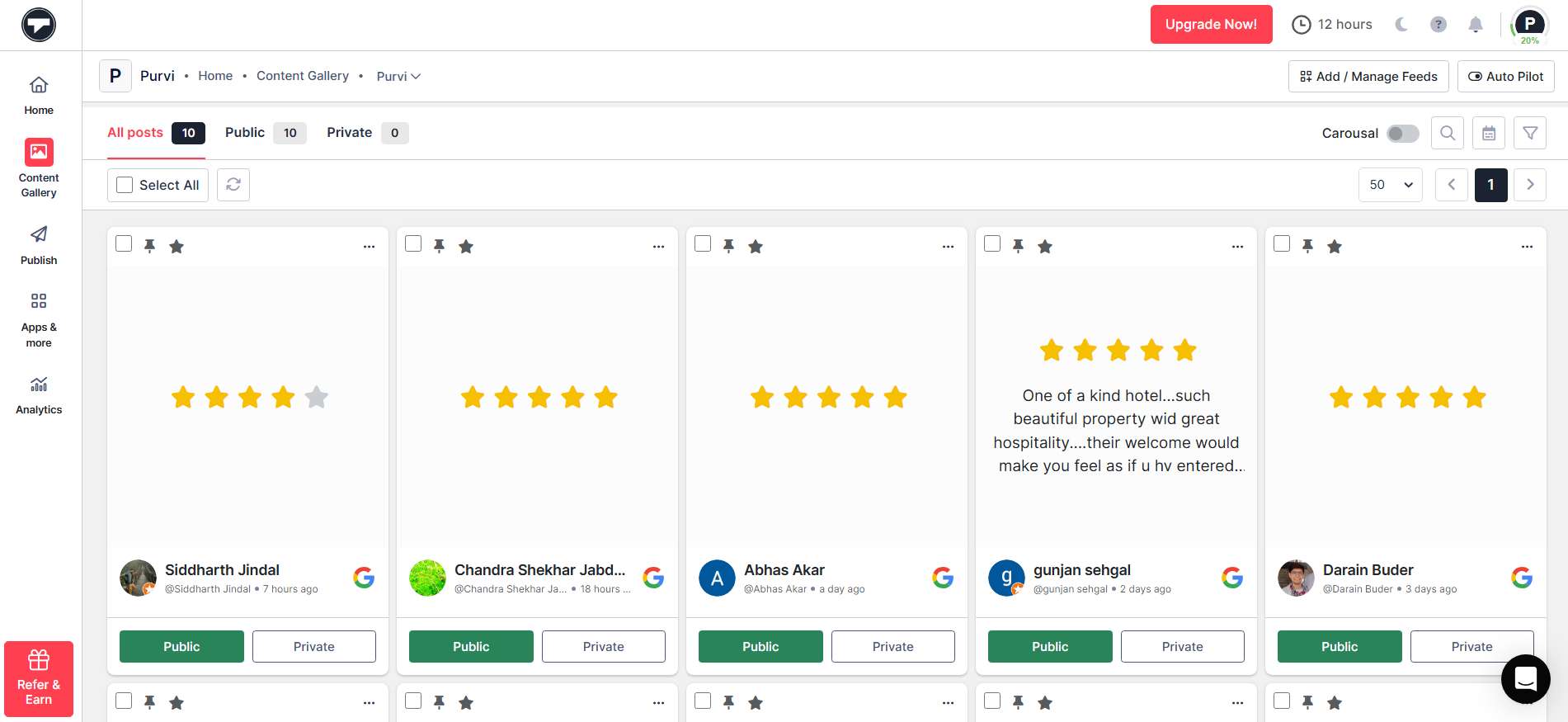 content gallery of google reviews