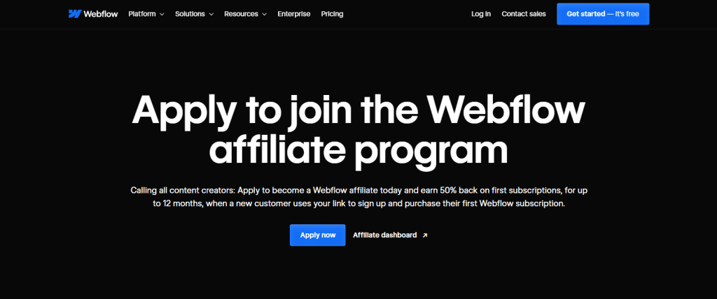 webflow affiliate program