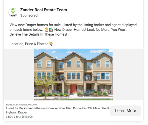 facebook ad for real estate