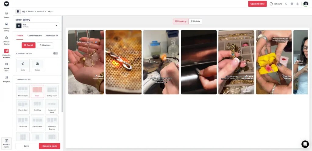 Customize Shoppable TikTok Gallery