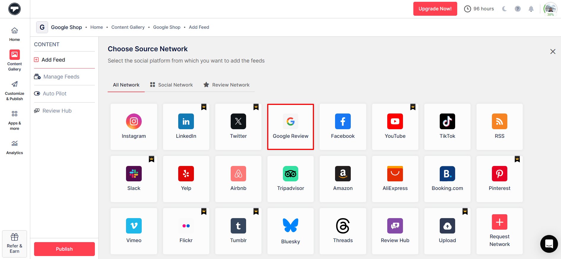 choose souce network