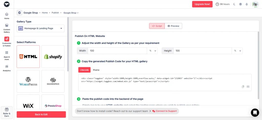 add google reviews widget in CMS platform