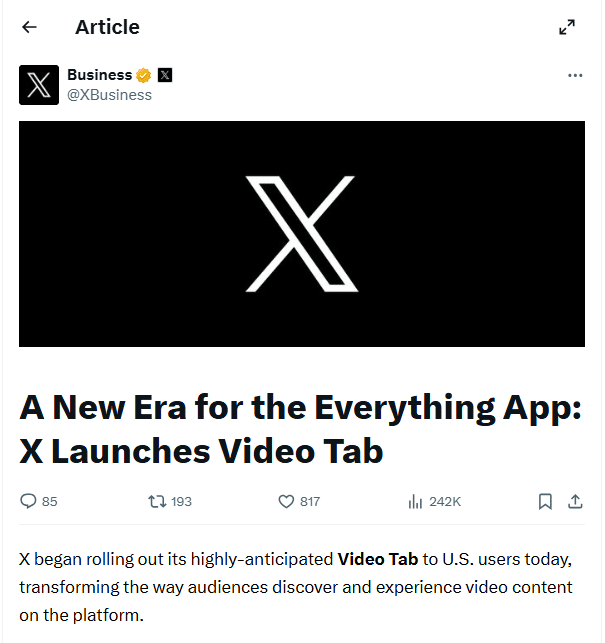 twitter video tab