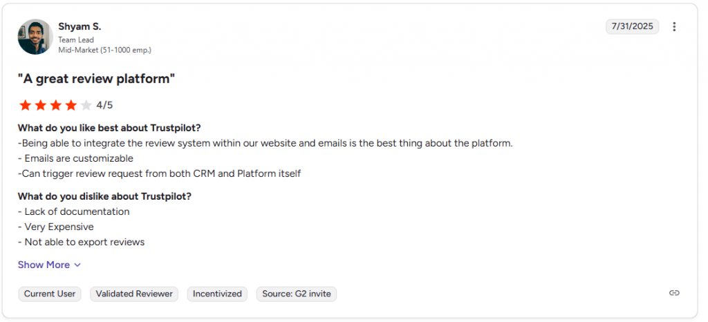 Pros Of Trustpilot 