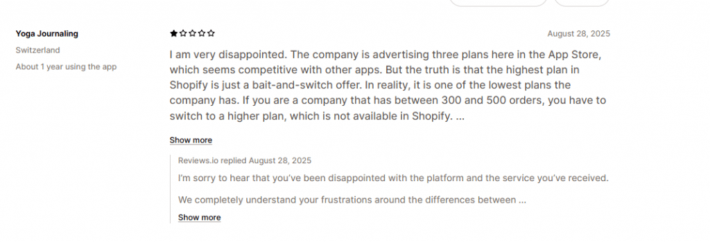 Cons Of Reviews.io 