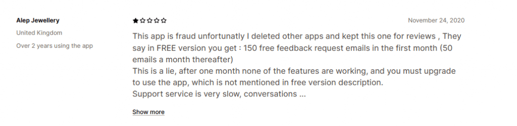 Cons of Feefo
