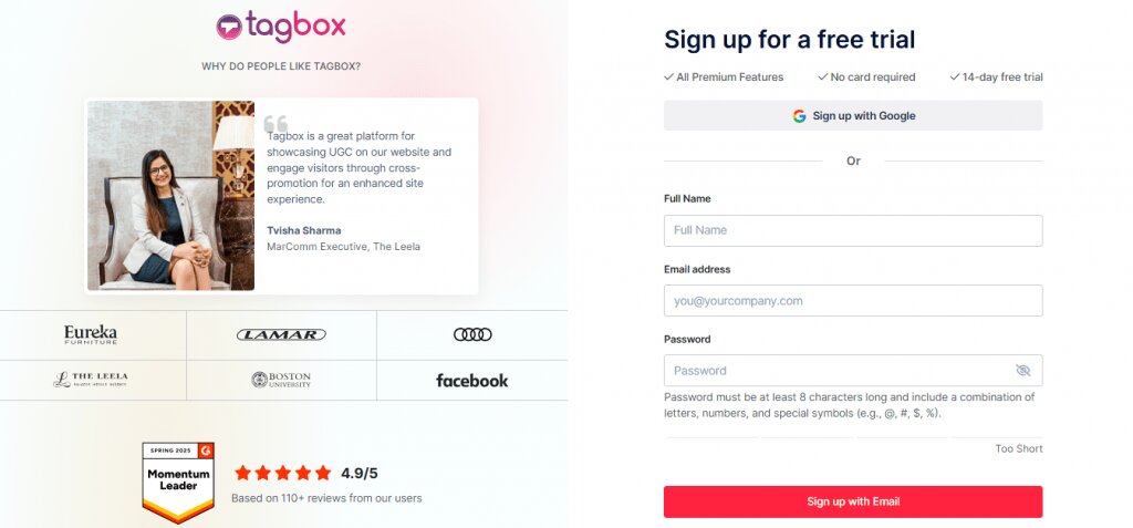 log in to Taggbox