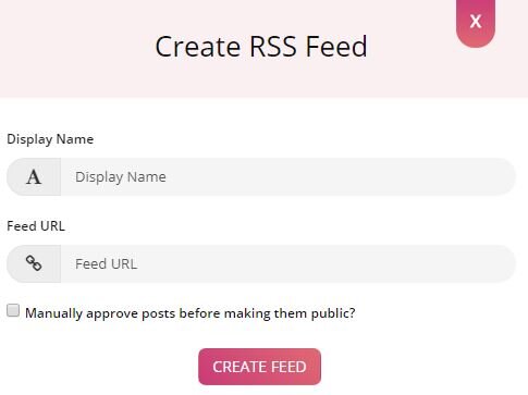 Choose Name and URL of RSS feed