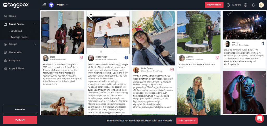 Preview & Publish Social Feeds 