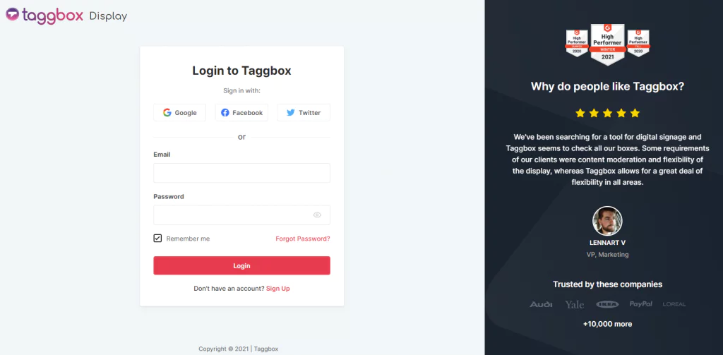 Login To Taggbox