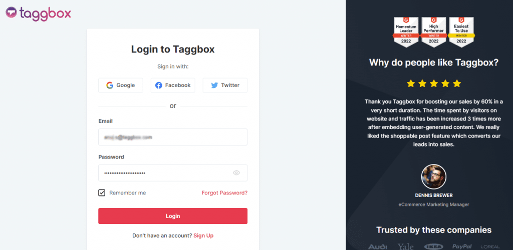 Taggbox-Login
