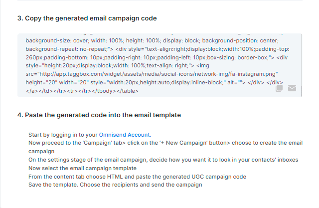 taggbox email code